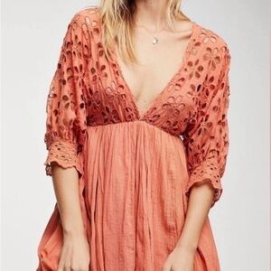 Free People Bella Note Coral Gauze Dress